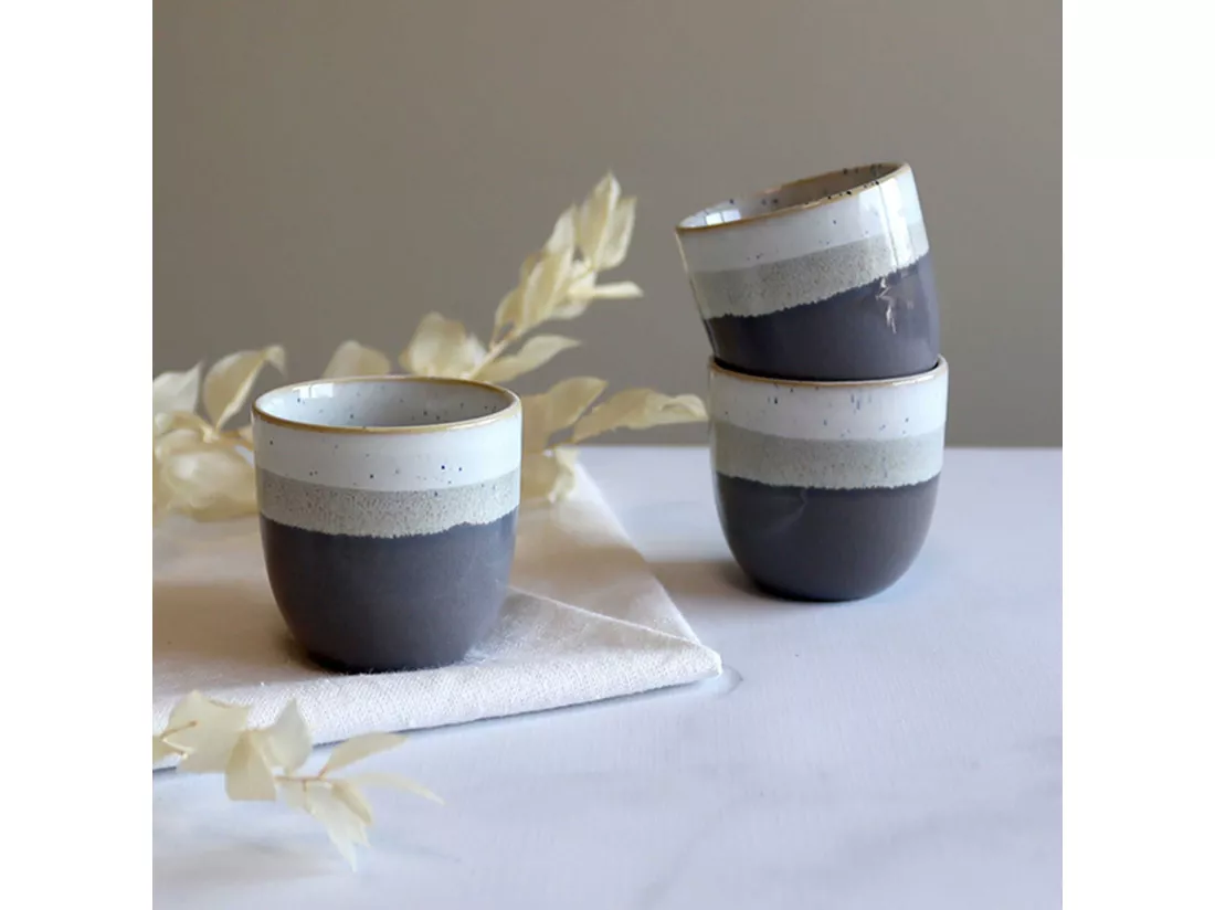 Novastyl - Lot 6 Tasses Expresso Riga 11cl Marron En Gres