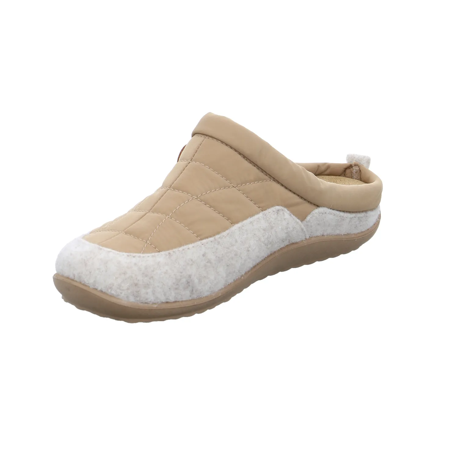 ROHDE Hausschuh Beige Textil  mit Wechselfussbett