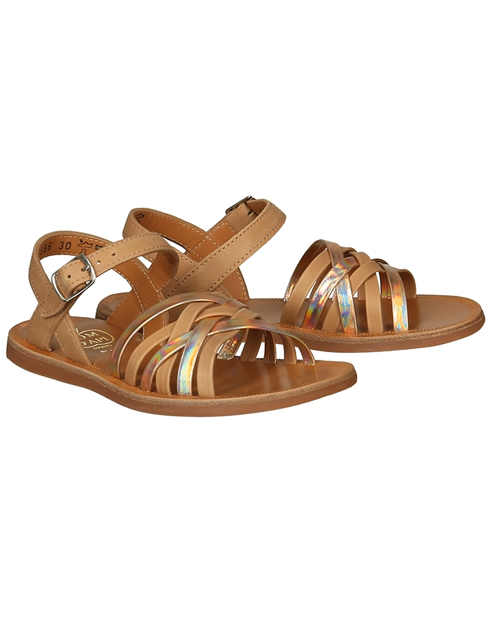 Leder-Sandalen PLAGETTE LUX in caramel/roségold