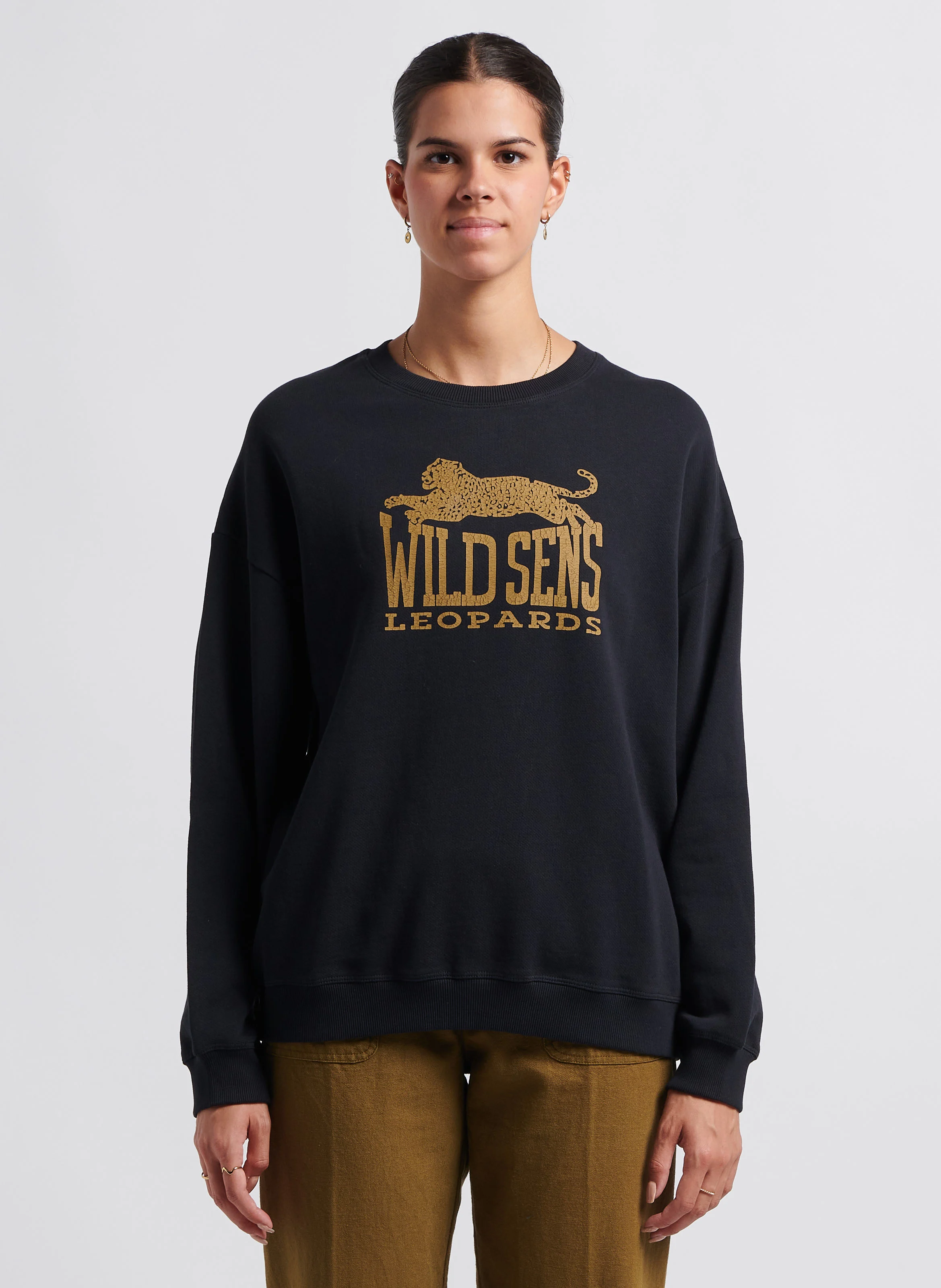 DUDE - Sweat col rond sérigraphié en coton | Noir