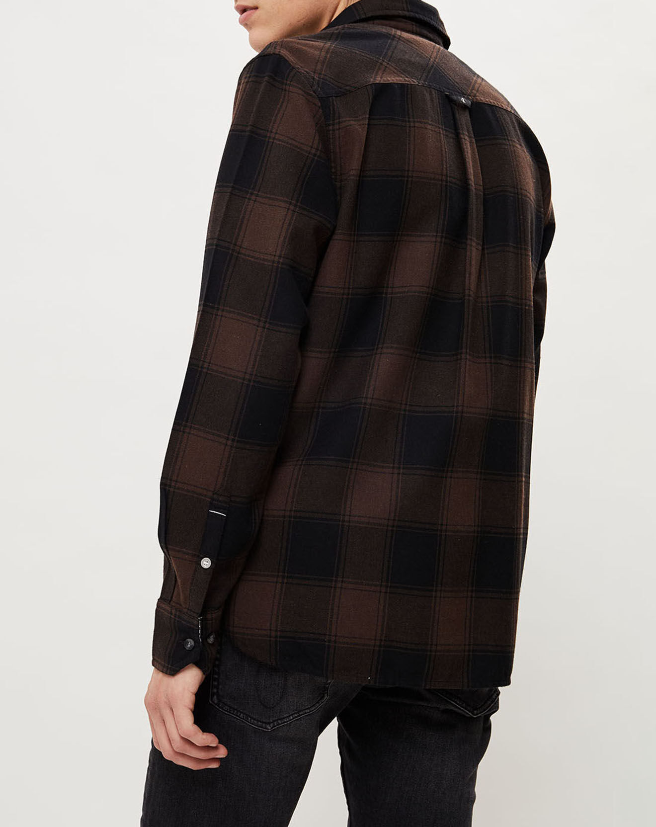 Calvin Klein Jeans Chemise droite Grunge Check à carreaux noir/marron
