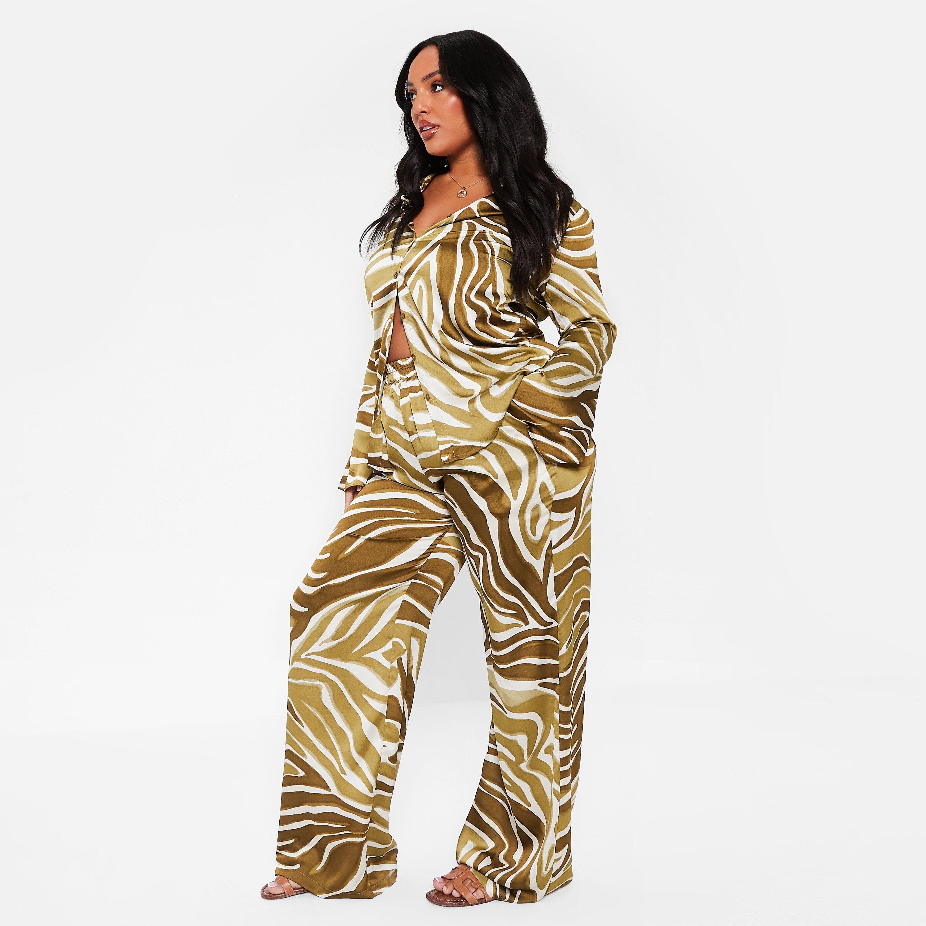 I Saw It First ISAWITFIRST Printed Wide Leg Satin Trousers Co Ord