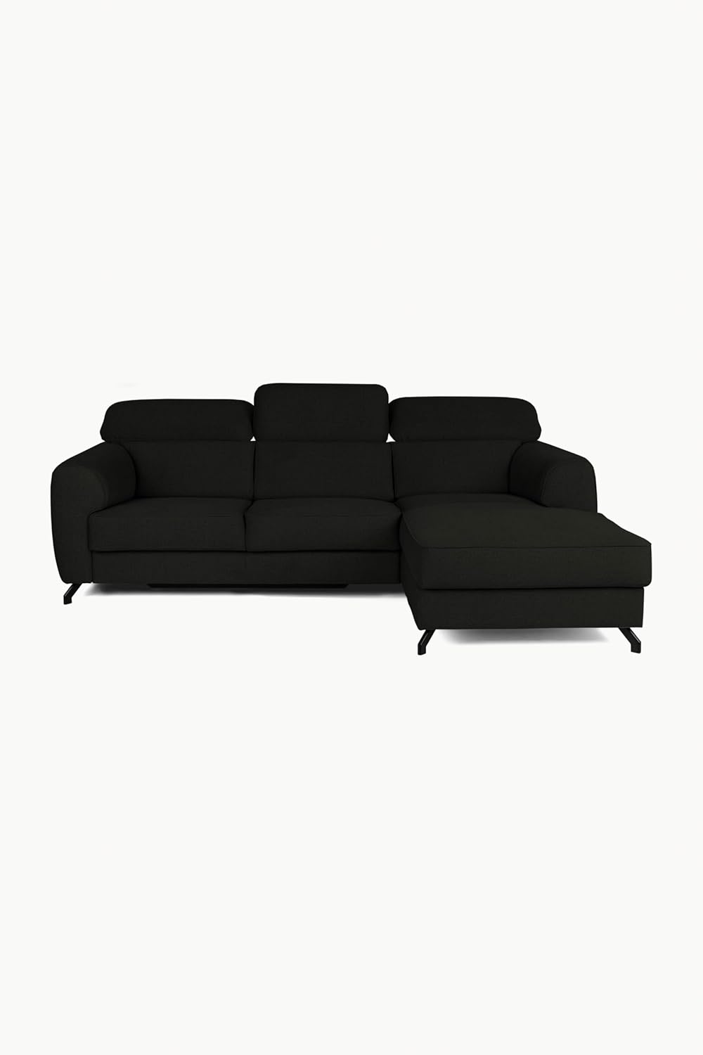 FENIKS Schlafsofa Ecksofa - L-Form - 250 x 172 x 101 cm - Sofa Pflegeleicht - Metallfüße - Rechts Compass Schwarz