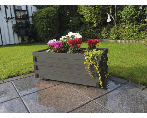 Houten plantenbak “Lucca” 69 x 39 x 30 cm, antraciet hout, inclusief folie.