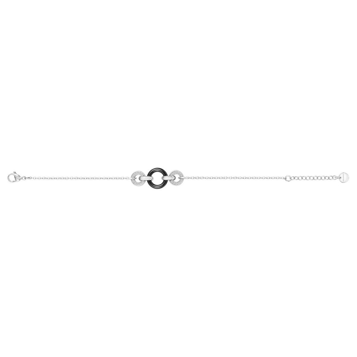 Bracelet souple mono-motif en Acier 316L et céramique - blanc brillant