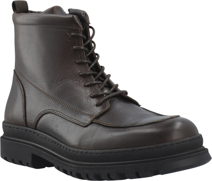 Bianco BIAGRANT Warmlined Moc Toe Lace Up Boot Tumbled Leather Dark brown