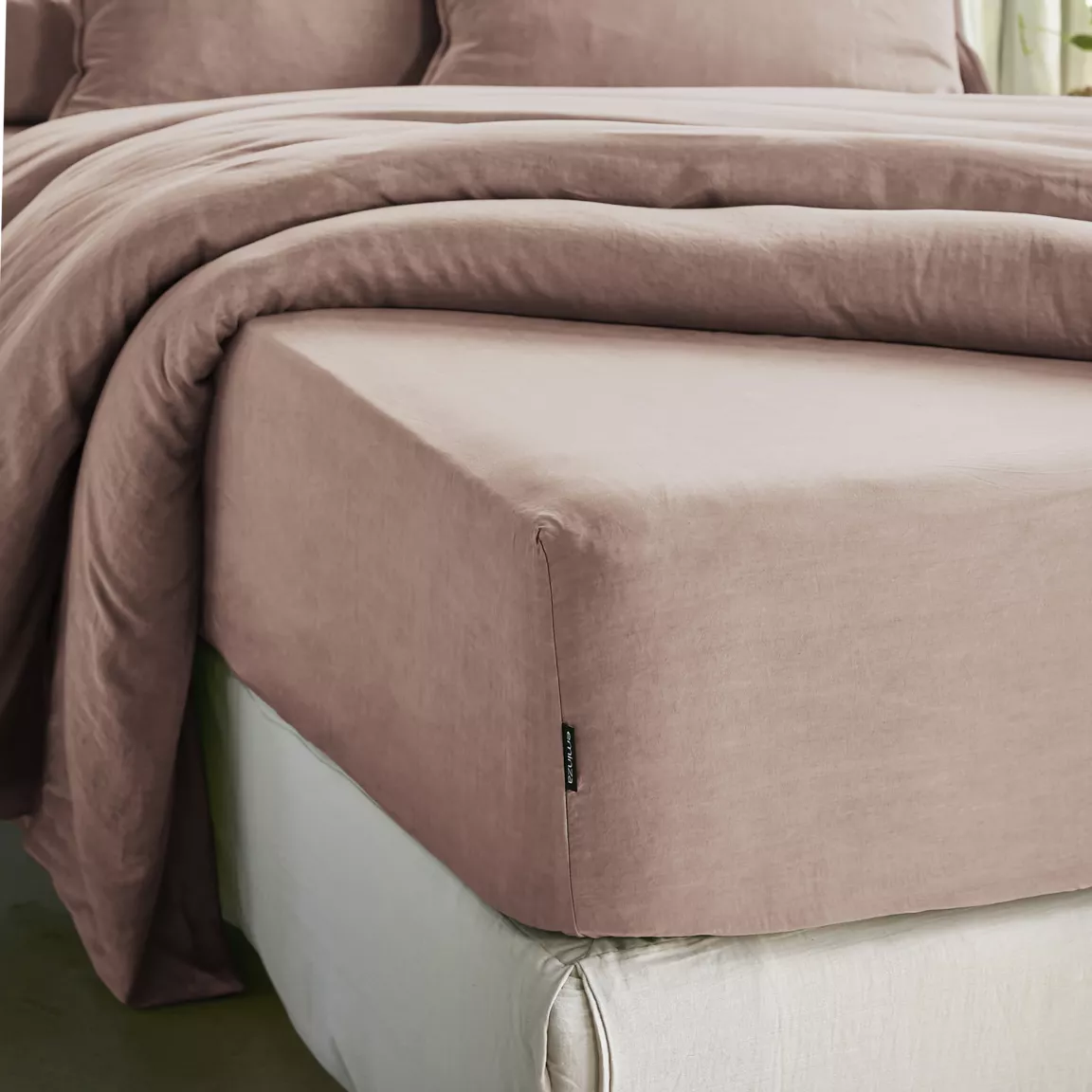 Drap housse lyocell Tencel™ lavé (90 x 190 cm) Olivia Rose blush