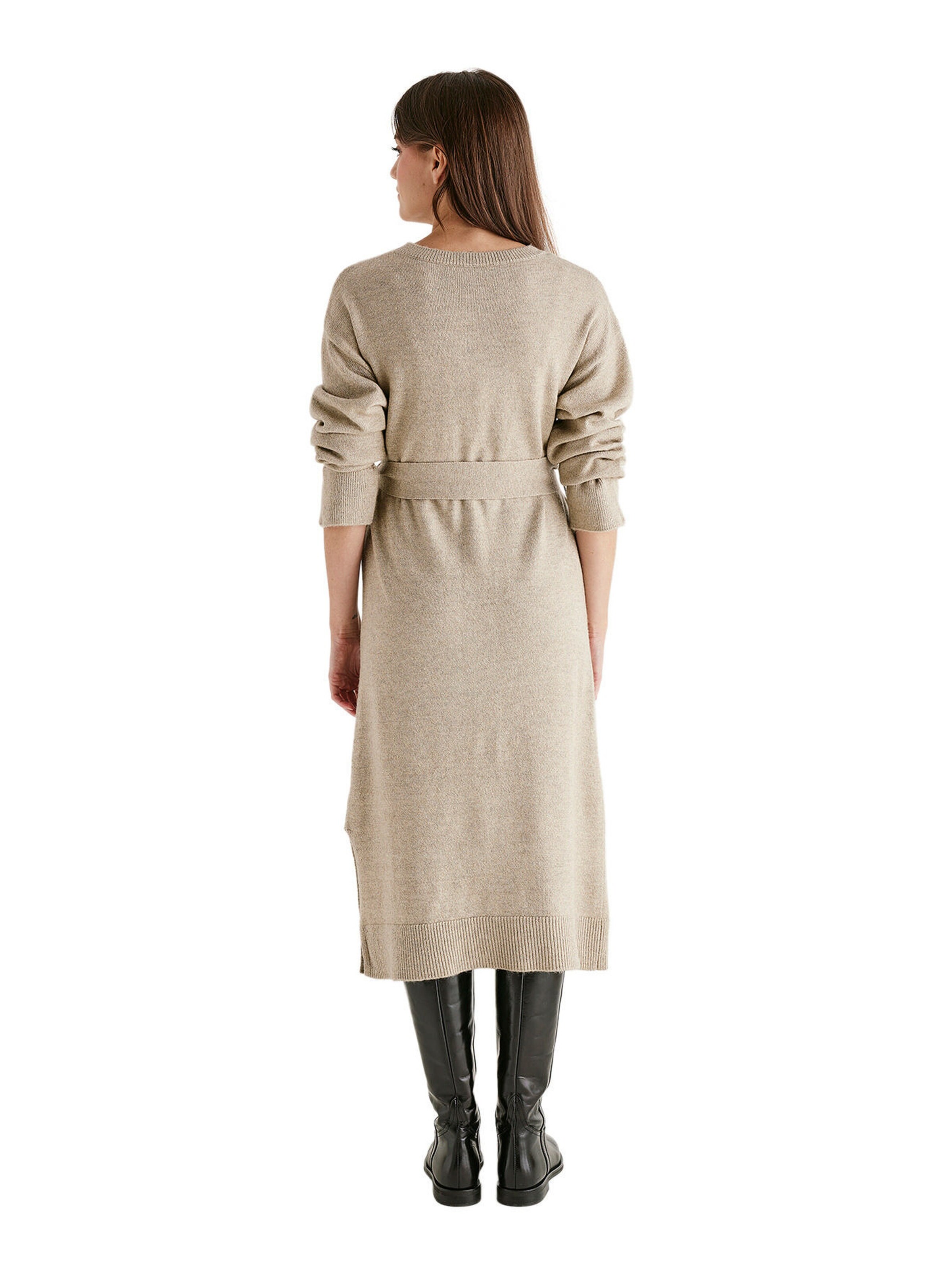 Vertbaudet Umstands-Midikleid aus Strick beige meliert