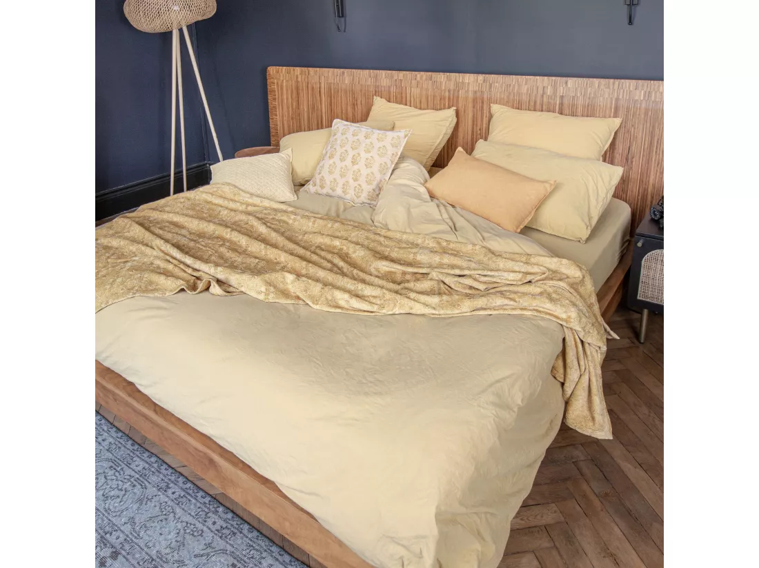 Now's Home - Courte Pointe En Kilim Tisse En Relief Jaune 140x220cm Byzance