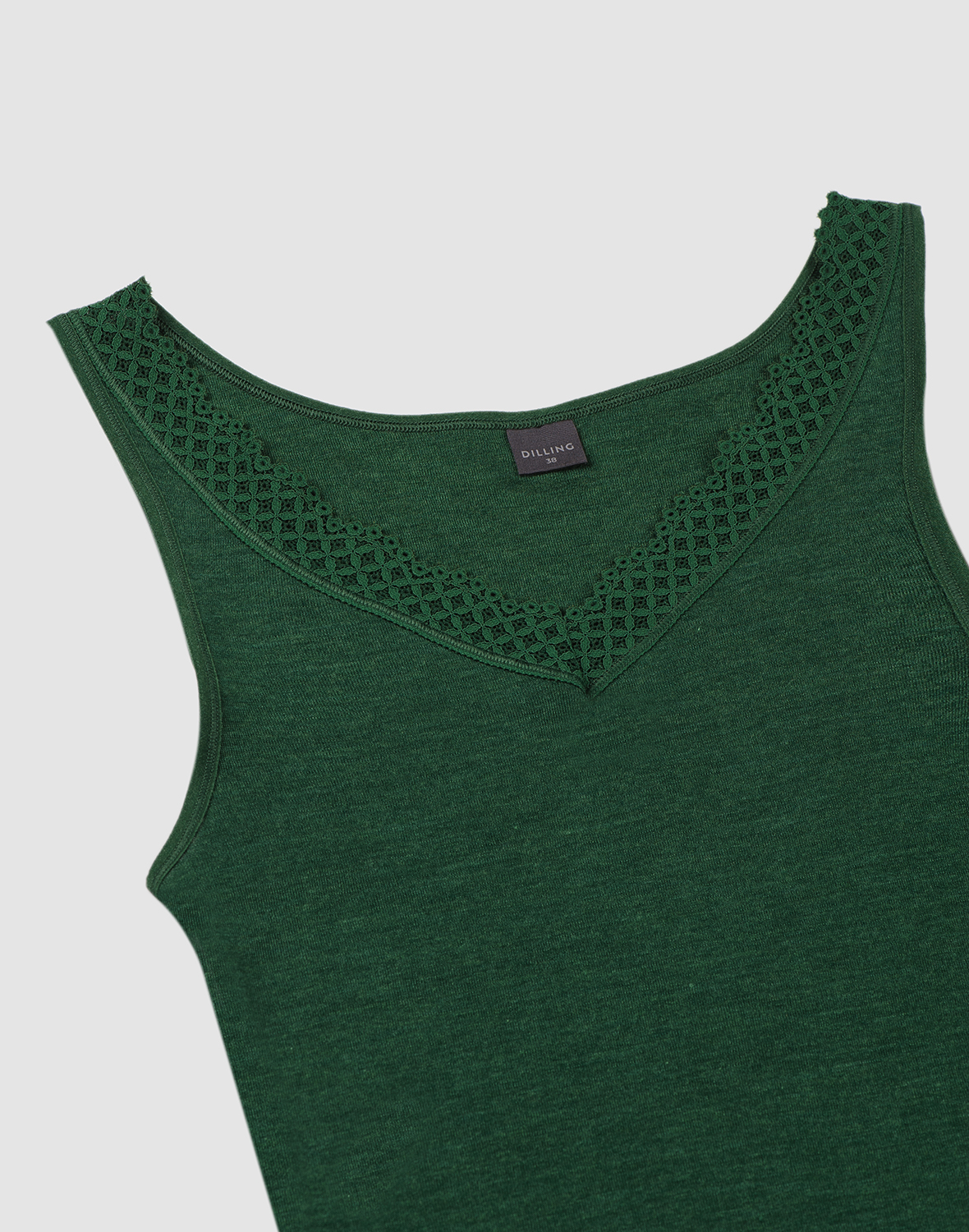 Tanktop met kanten rand van merinowol/zijde voor dames