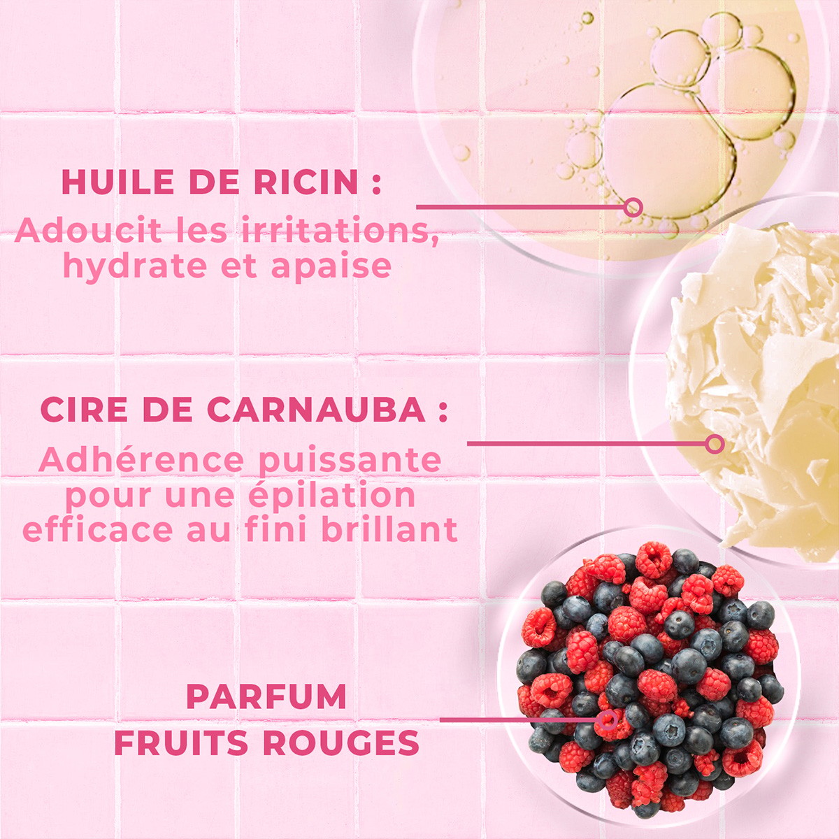 Bandes de cire froide naturelle - Fruits rouges - Corps - 20 unités