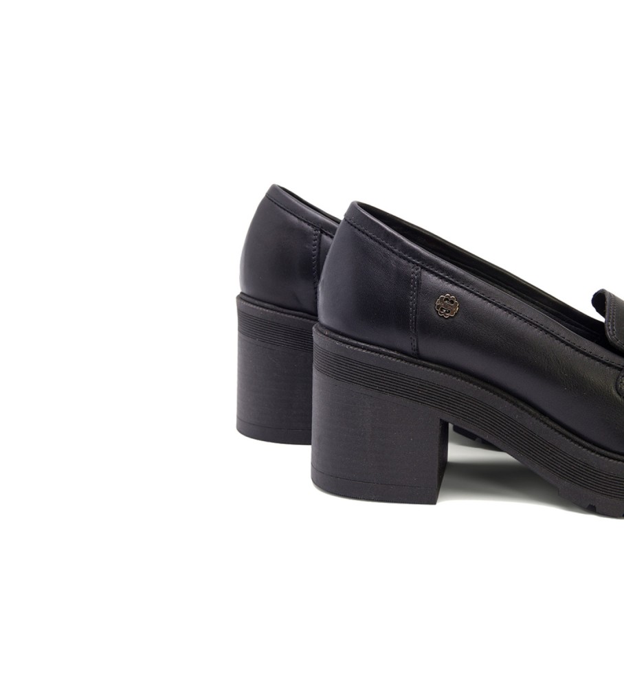 Mocassins Porronet Rahel em couro preto - Altura do salto: 7,5 cm -
