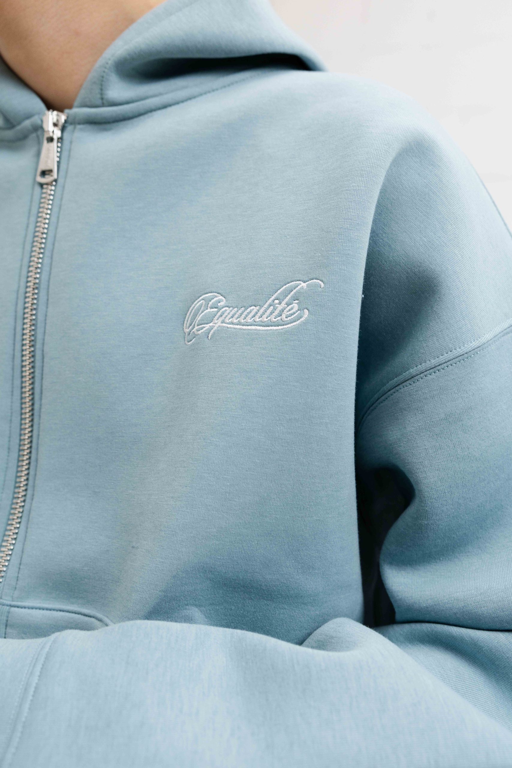 Equalité Yuki Oversized Scuba Full Zip Hoodie Heren Lichtblauw