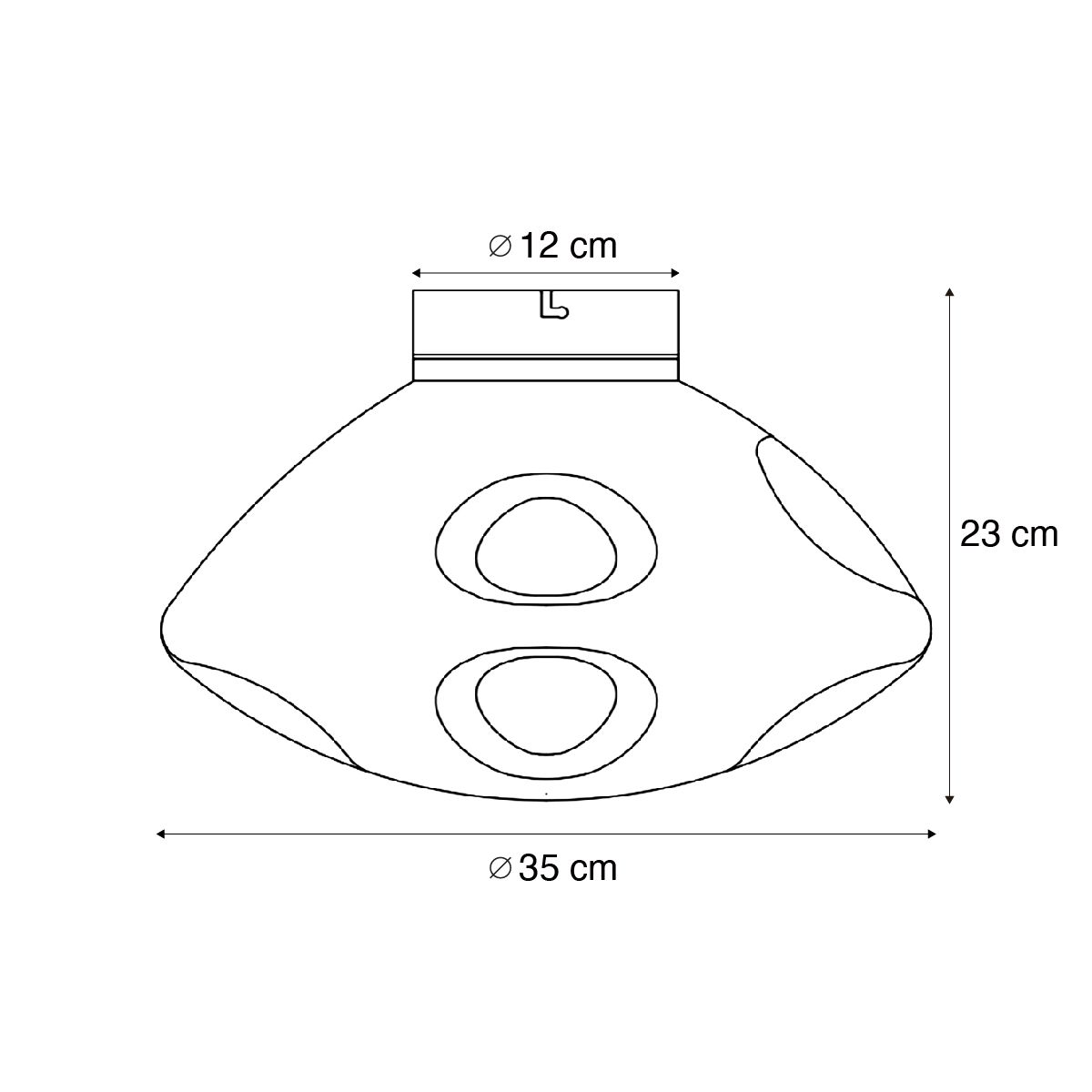 Design plafondlamp zwart met smoke glas - Gemma