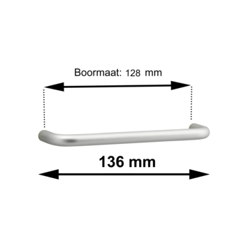 Greep Pascal aluminium 136mm