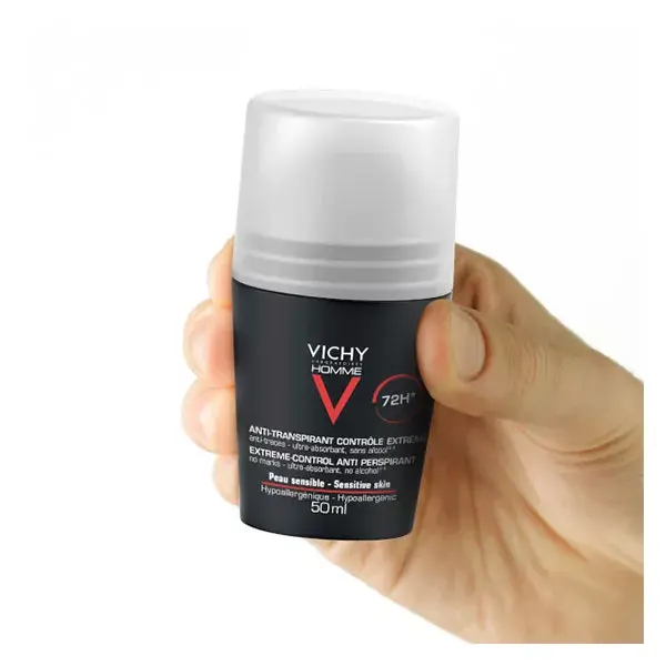 Desodorante antitranspirante roll-on Vichy Men's 72h Extreme Control, pacote com 2 unidades de 50ml