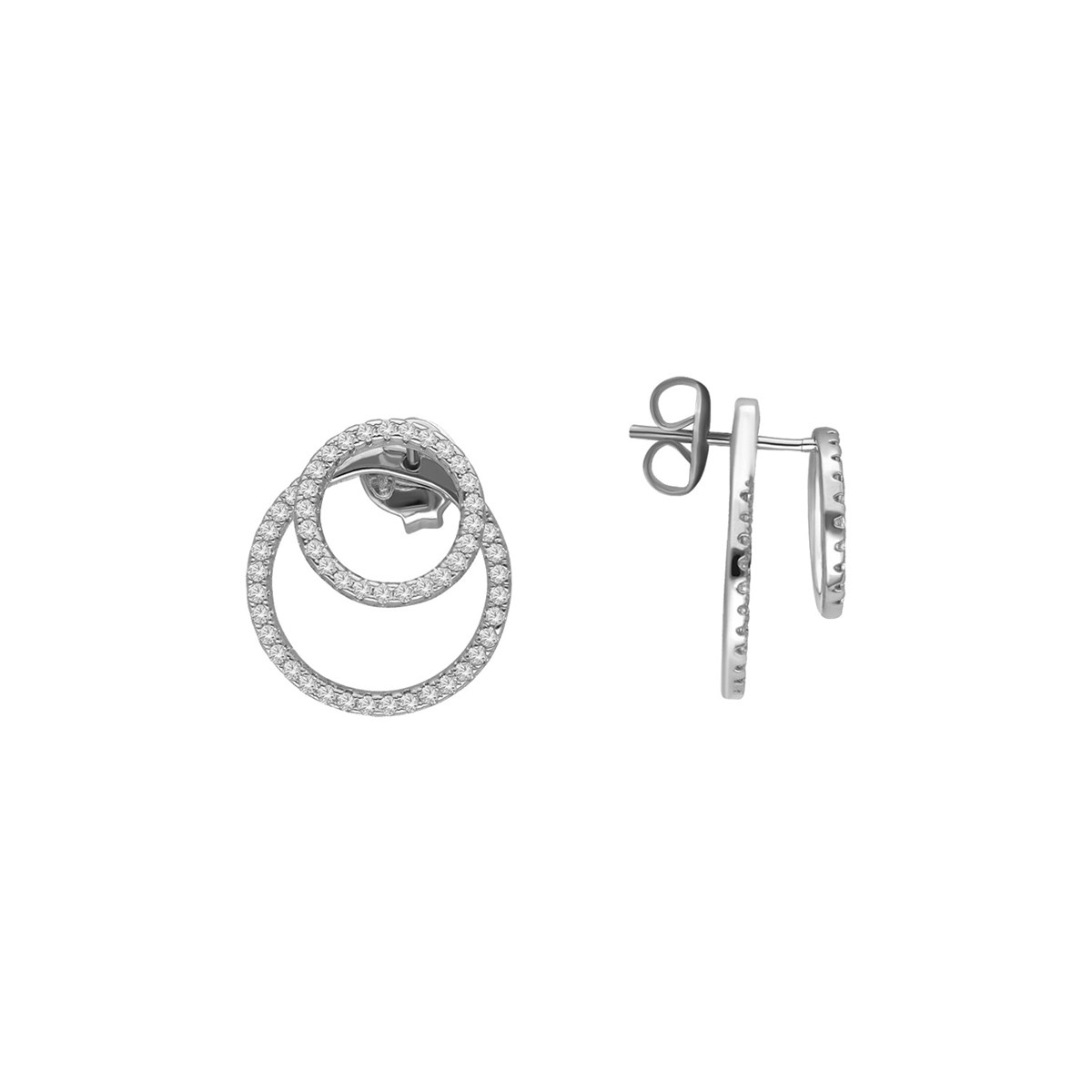 Boucles D'oreilles Argentées Duo De Cercles