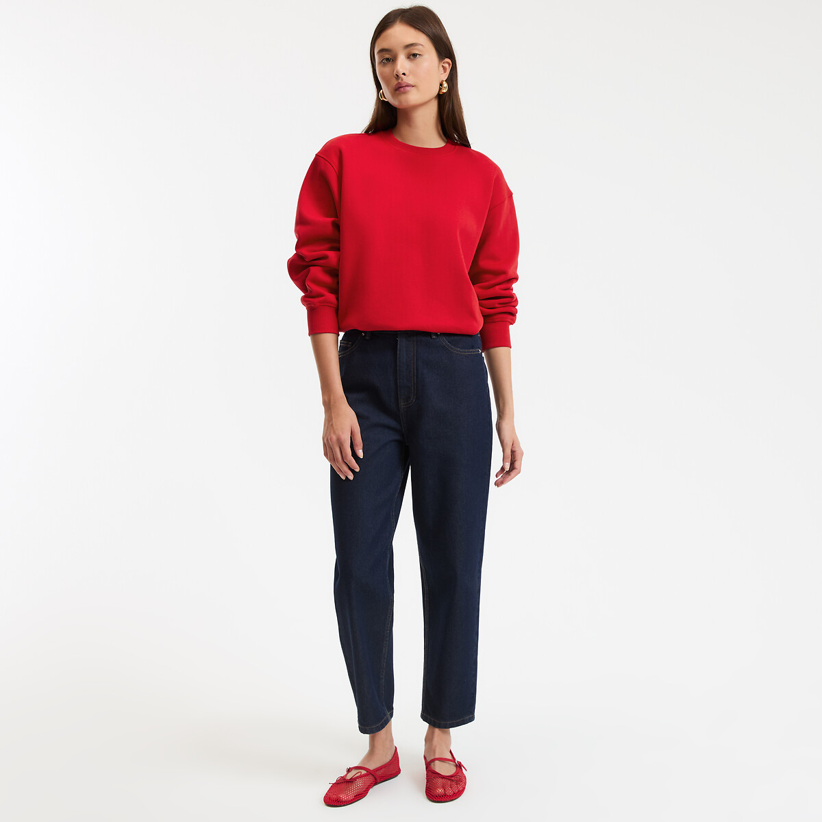 COLEÇÕES LA REDOUTE<br>Mom jeans, algodão orgânico, Signature PAULINE