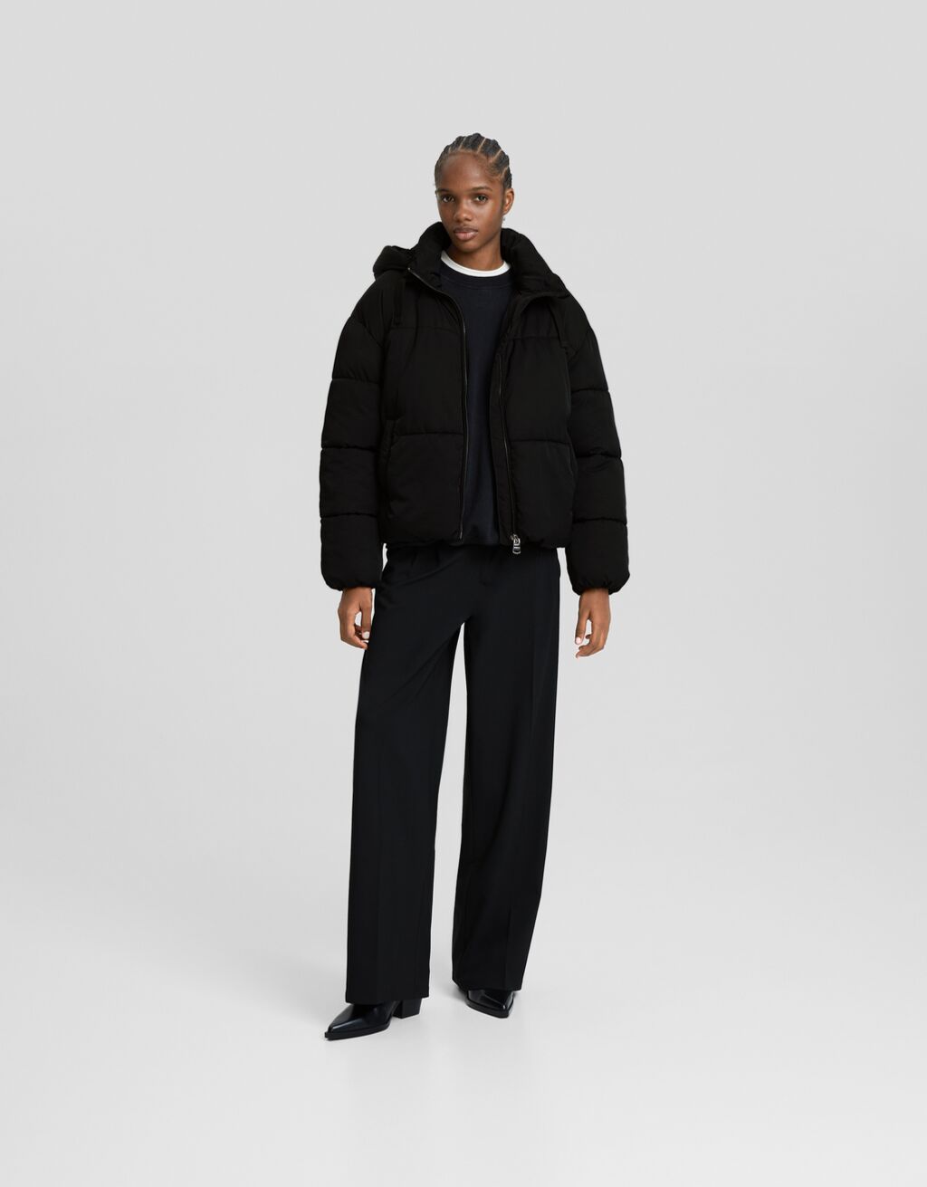 Jaqueta puffer oversized com capuz