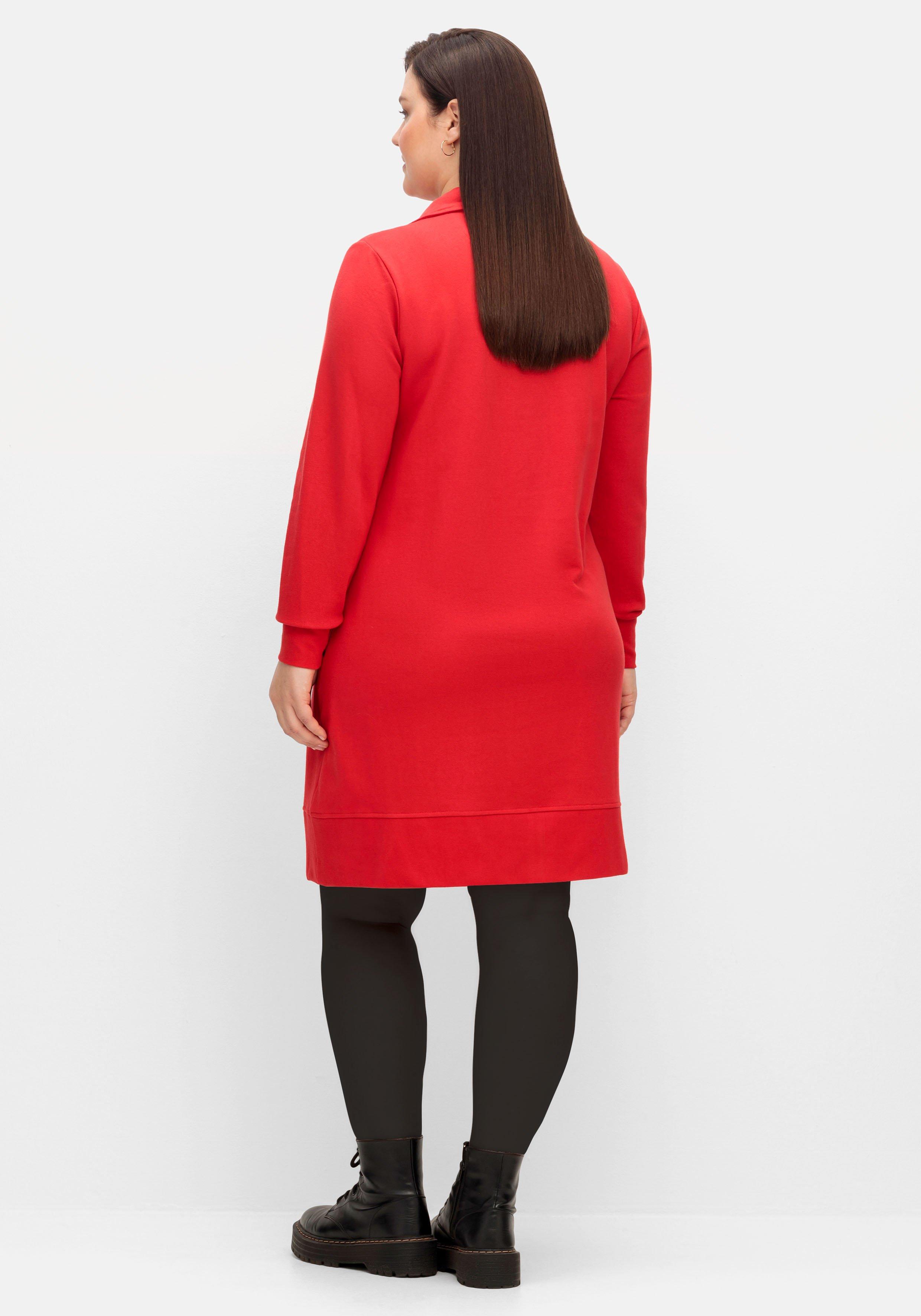 Sweatkleid mit Kragen und Wordingprint vorn