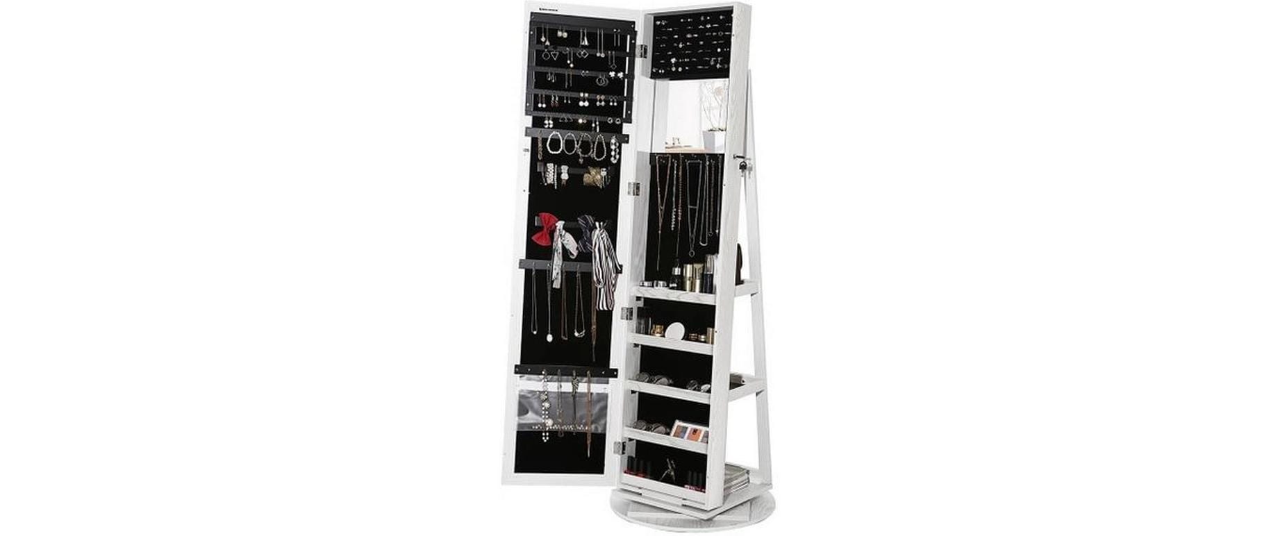 Schmuckhalter Weiss, 54 cm/ 55 cm x 160 cm/ 161 cm<br>Schmuckschrank