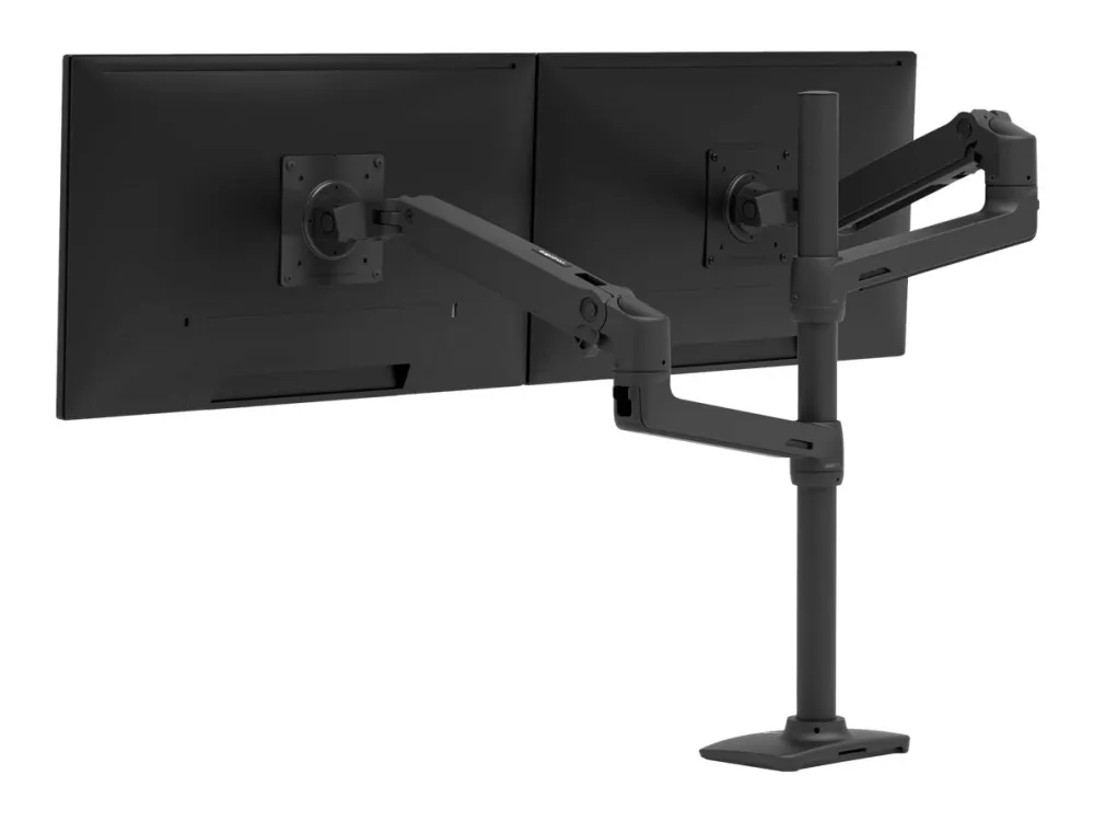 Ergotron LX - Monteringssæt (dobbelt stablearm, høj pæl) - for 2 LCD displays - mat sort - skærmstørrelse: op til 40
