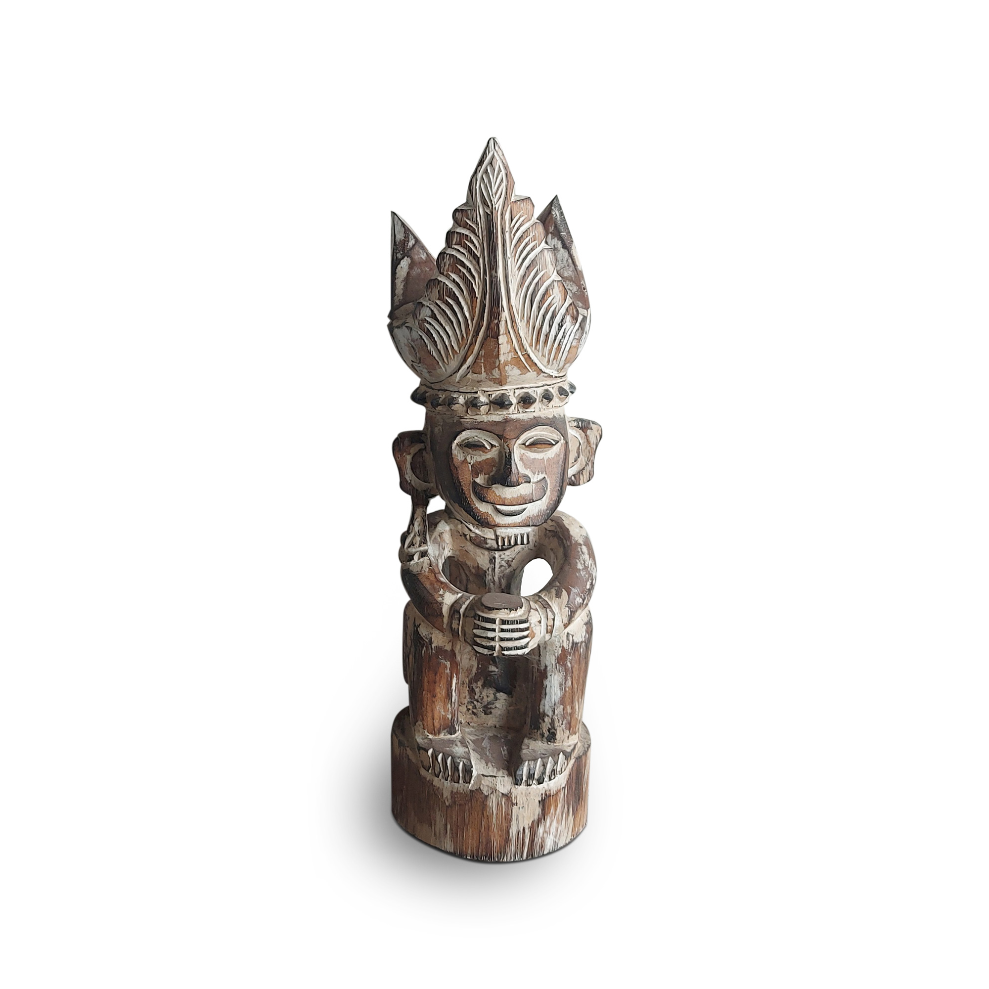 Primitiv-Figur sitzend, aus Holz, H 50 cm, B 13 cm, L 14 cm von fischer's lagerhaus