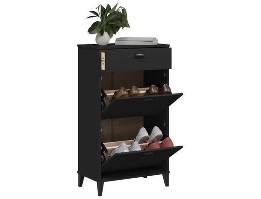 VIDAXL - Armoire à chaussures viken noir bois de pin solide