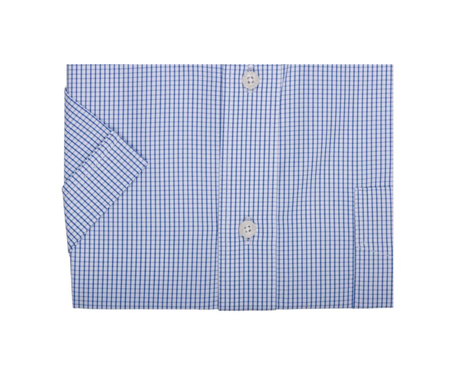 Chemise coton blanche à petits carreaux bleu océan - TIM MC