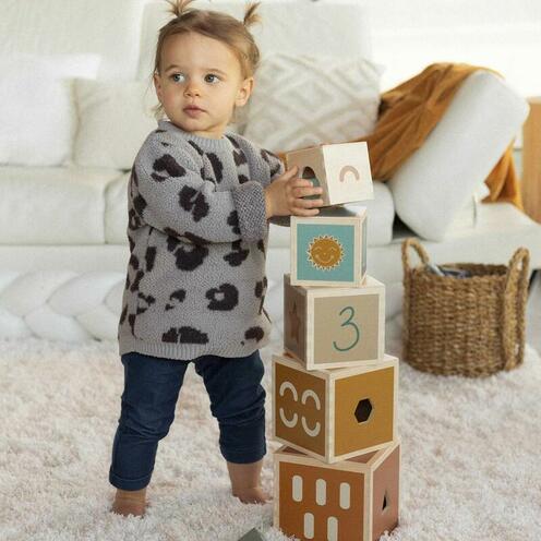 Cubes empilables en bois FSC - Multicolor - TROIS KILOS SEPT