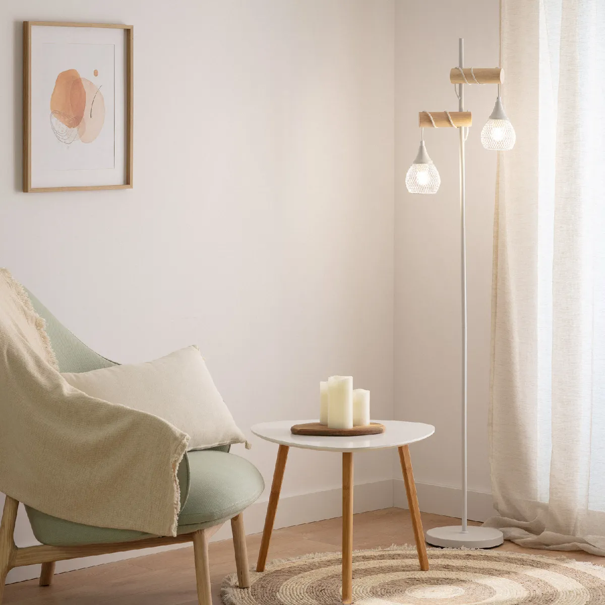 Ledkia Monah Lampadaire WiFi Blanc