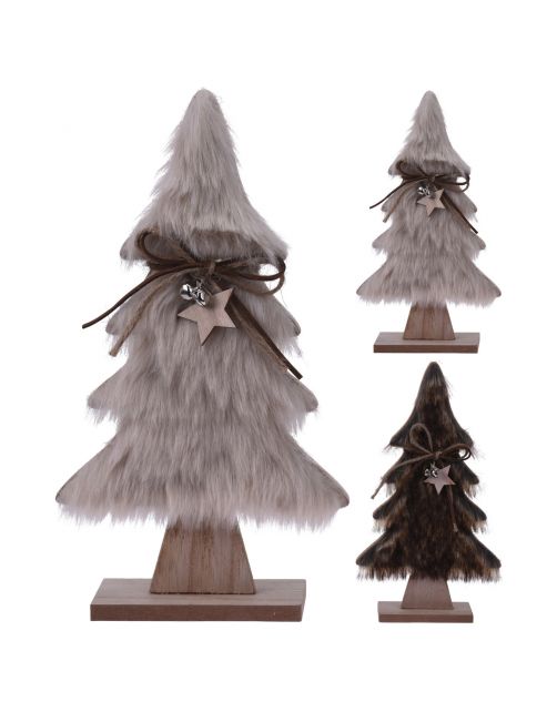 Homestyle Boom Met Bont - Decoratie - 16x5x28 cm Assorti