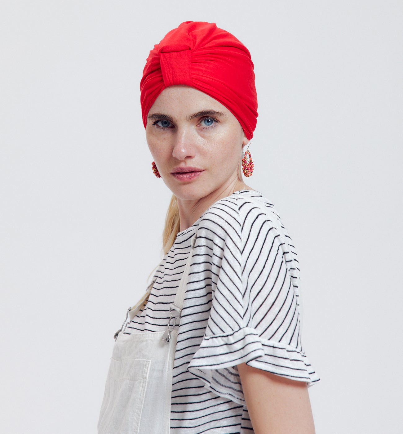Bonnet-turban en jersey Femme - Rouge