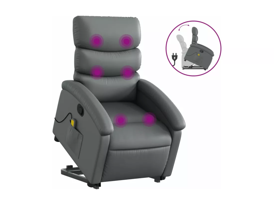 Fauteuil inclinable massant Gris Similicuir