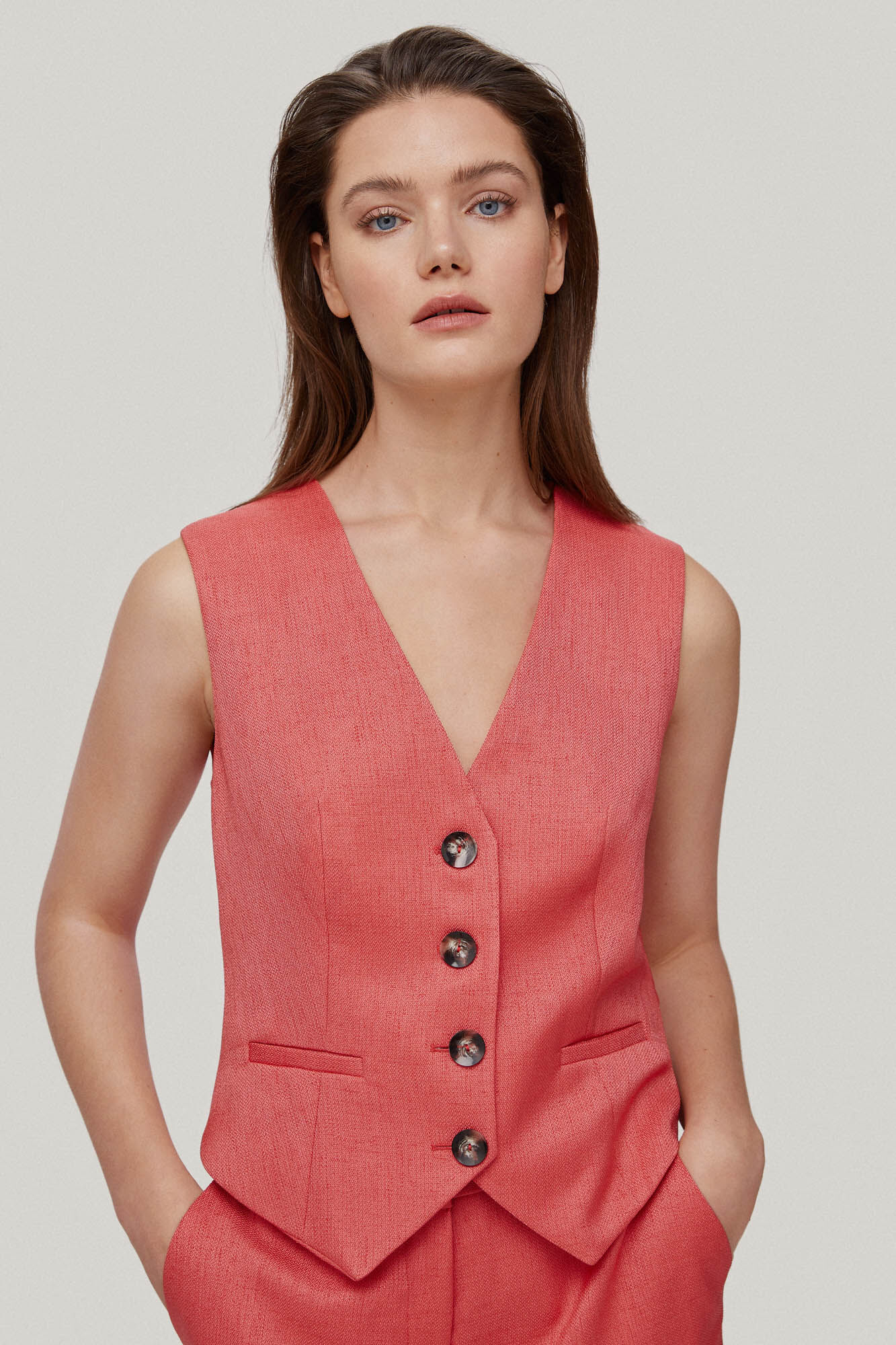 Chaleco botones - Coral