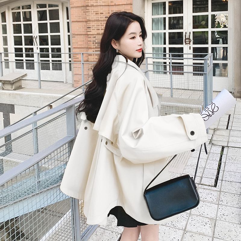 Ango - Trenchcoat met rits en effen opstaande kraag