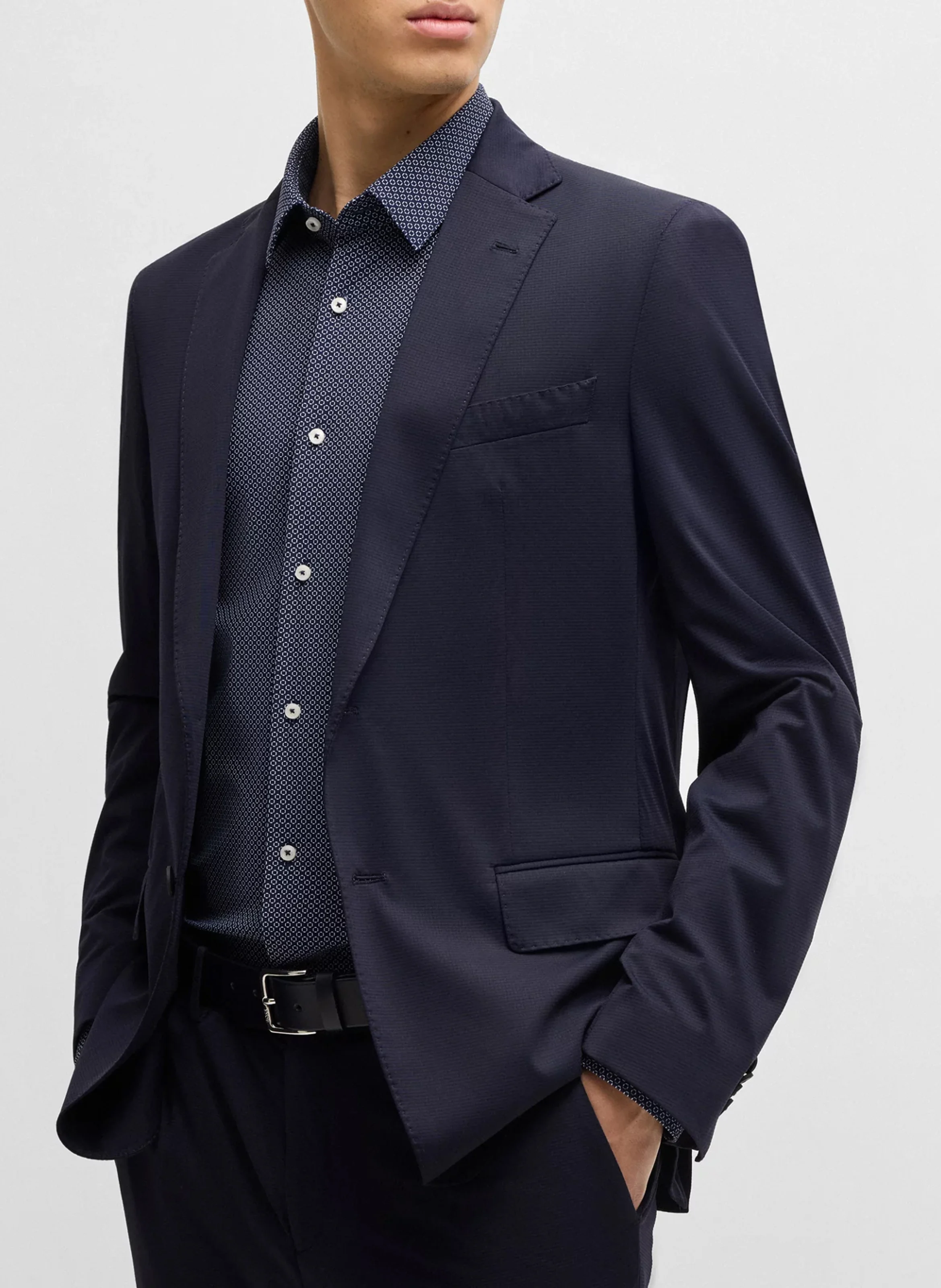 Chemise slim fit col classique| Bleu