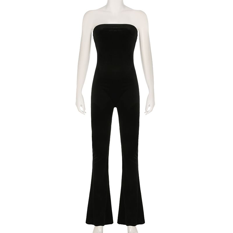 Cincine - Strapless effen uitlopende jumpsuit