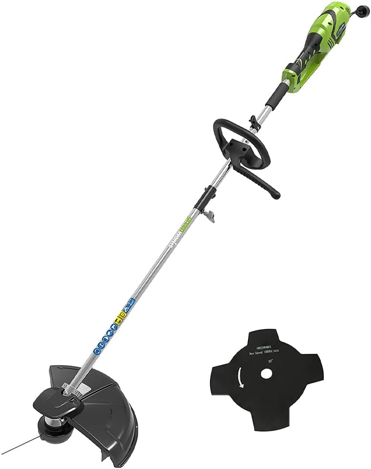 Greenworks Elektro-Rasentrimmer 230V 1200W 40cm Schnittbreite 2mm Faden/Messer, Verstellbarer Zusatzgriff, Ergonomisches Leichtgewicht GST1246