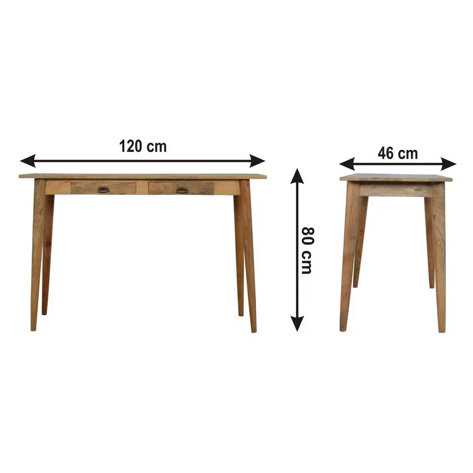 Eiken-achtige Bureau met 2 Laden, Nordic Stijl