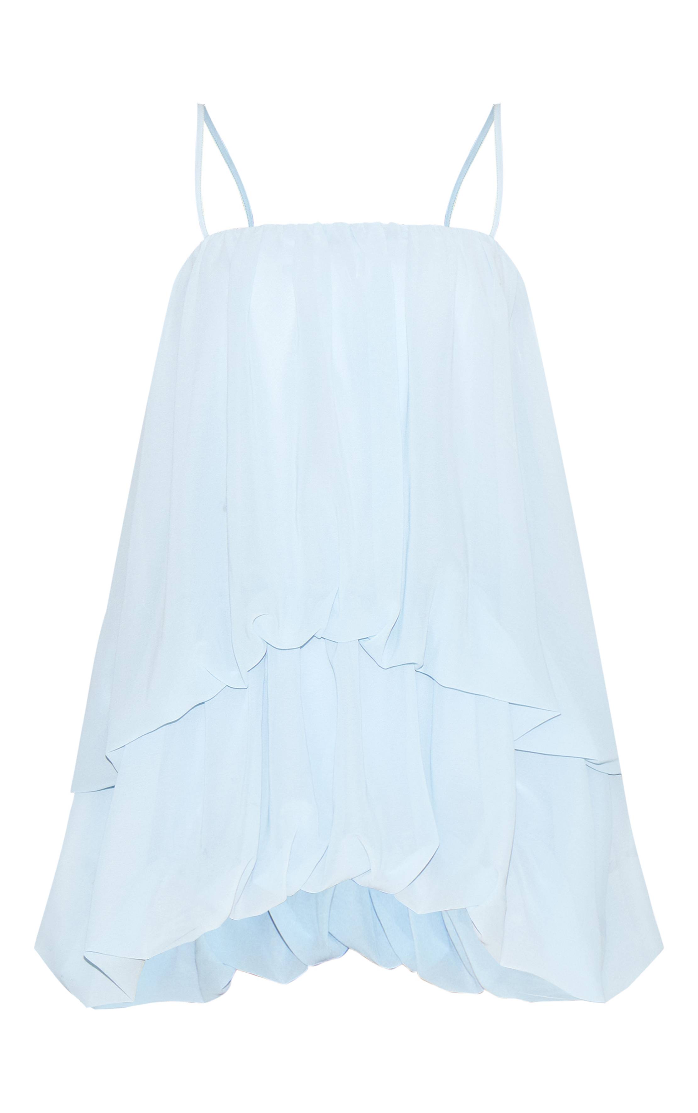 Bleu Clair Robe Bouffante À Bretelles En Mousseline Froncée