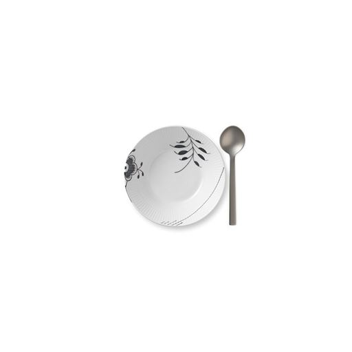 Royal Copenhagen Sort Mega Riflet Dyb Tallerken, Hvid, Ø17 cm