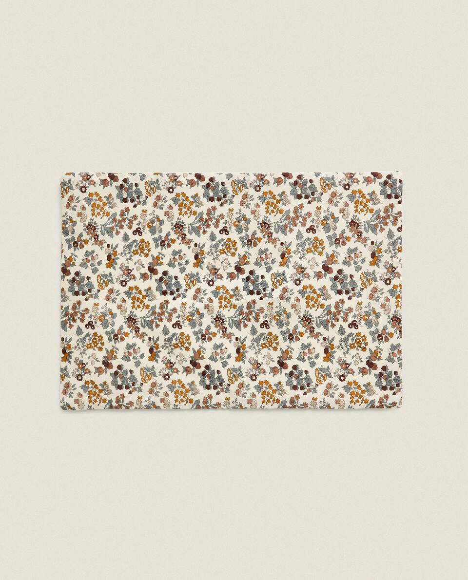 Conjunto de mini berço infantil em tecido com estampa floral (conjunto de 2)