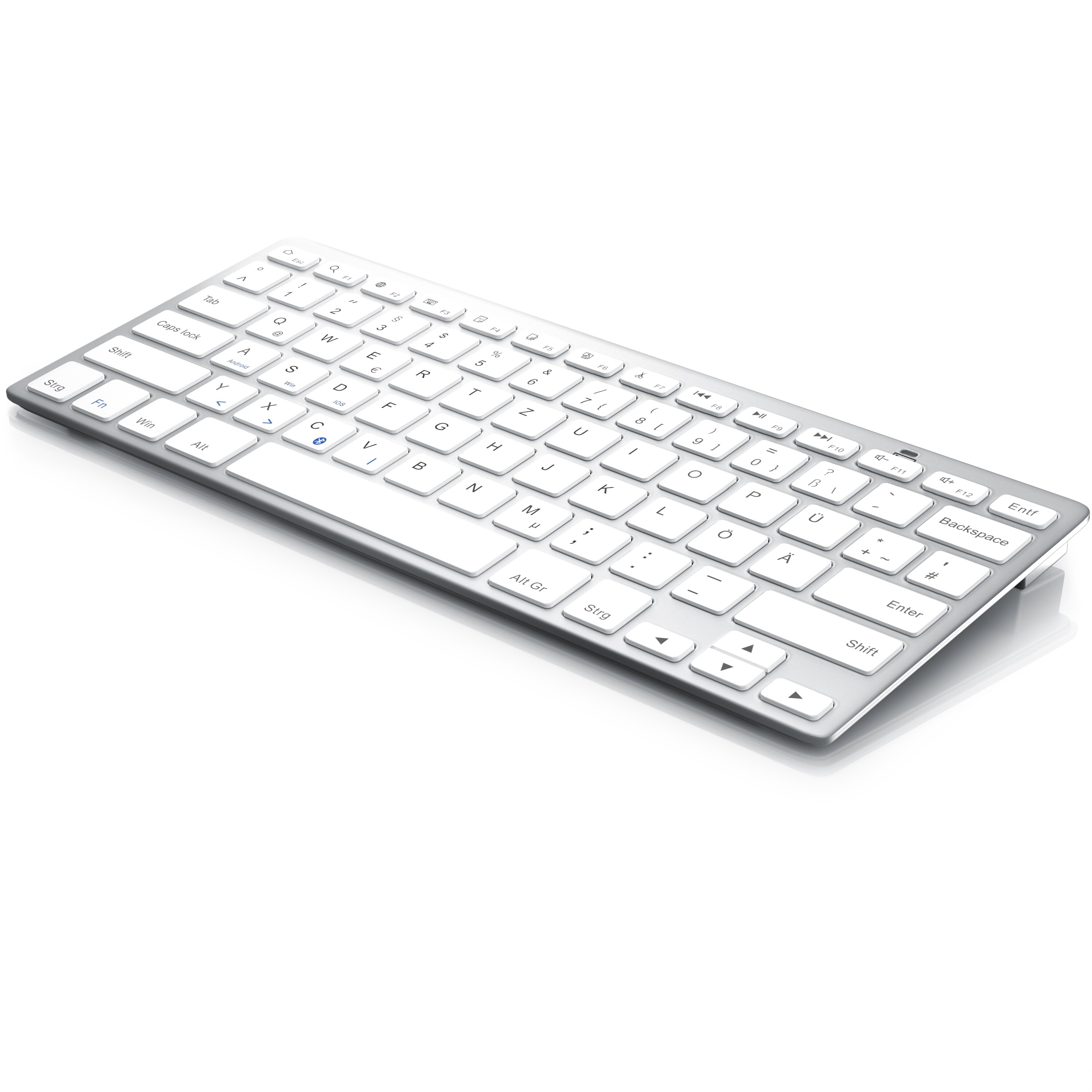 CSL Wireless-Tastatur, Bluetooth Keyboard, Ultra dünnes Design, ergonomisch & trageleicht, silber