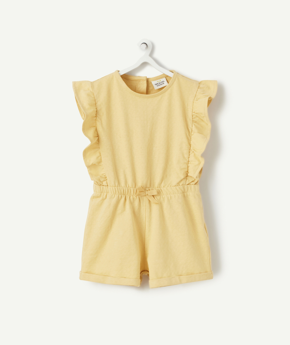 COMBISHORT BÉBÉ FILLE EN COTON JAUNE AVEC VOLANTS