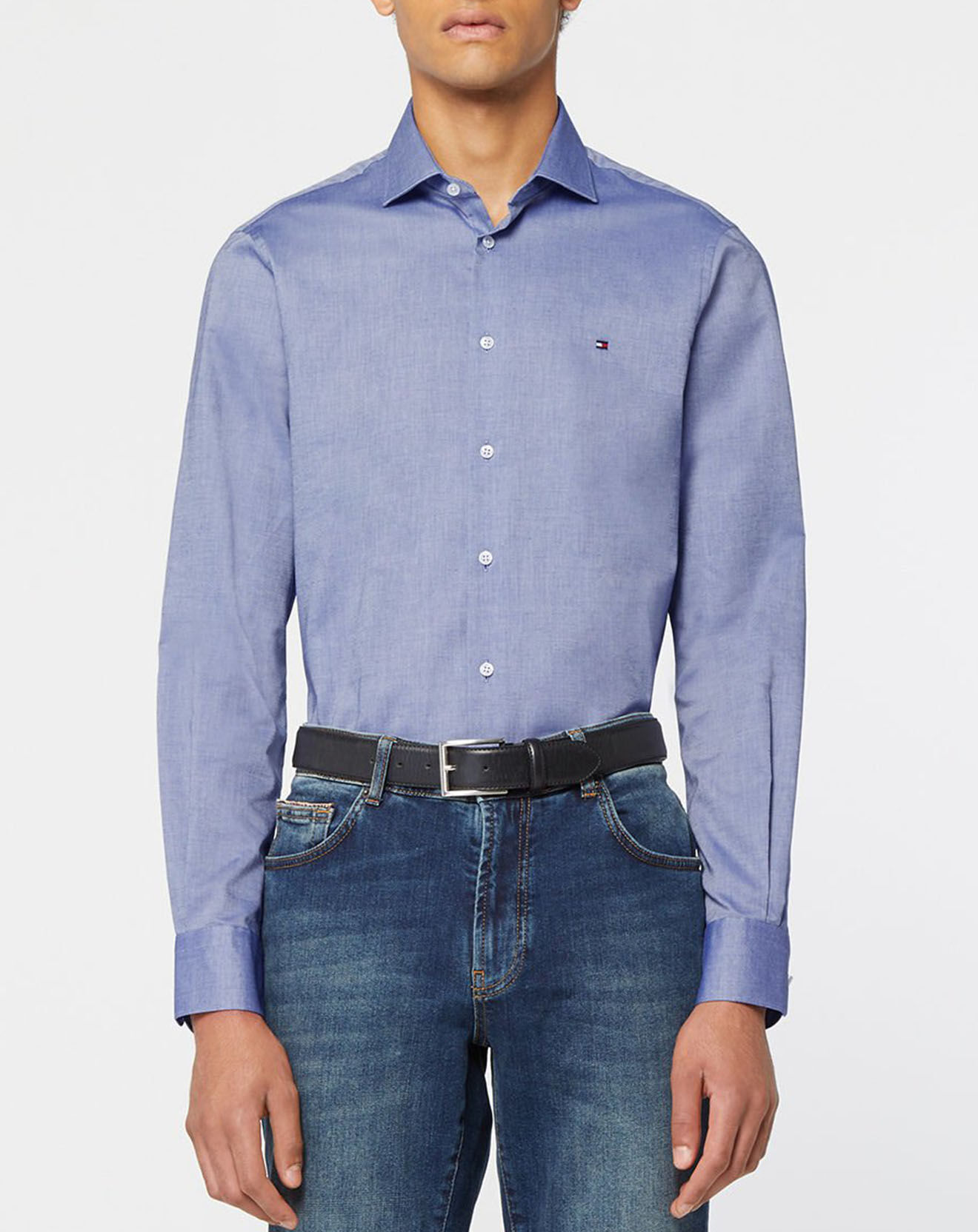 Tommy Hilfiger Chemise Slim 100% Coton Bio Oxford bleu marine