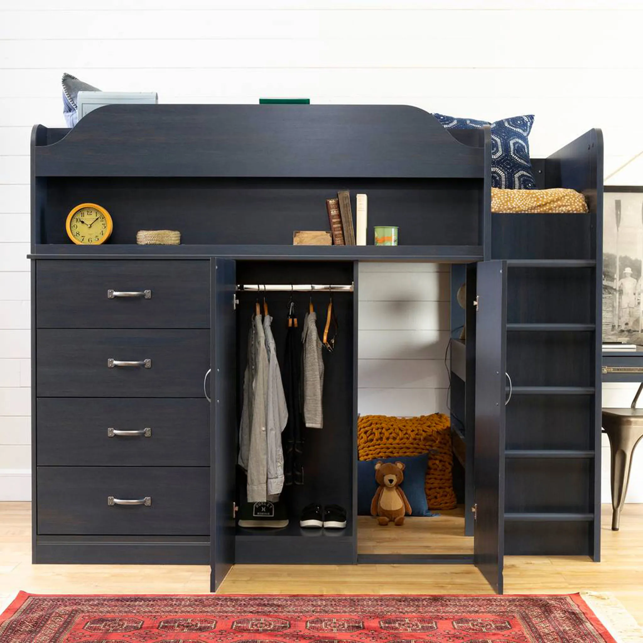 South Shore Lit Mezzanine avec Bureau Asten - Myrtille