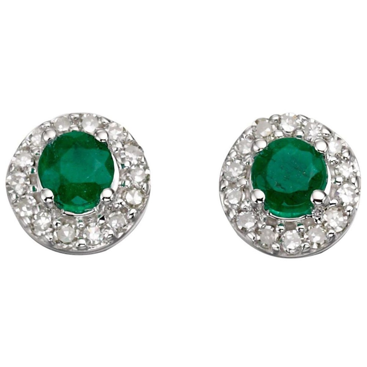 Boucle d'oreille émeraude et diamant en Or blanc 375/1000