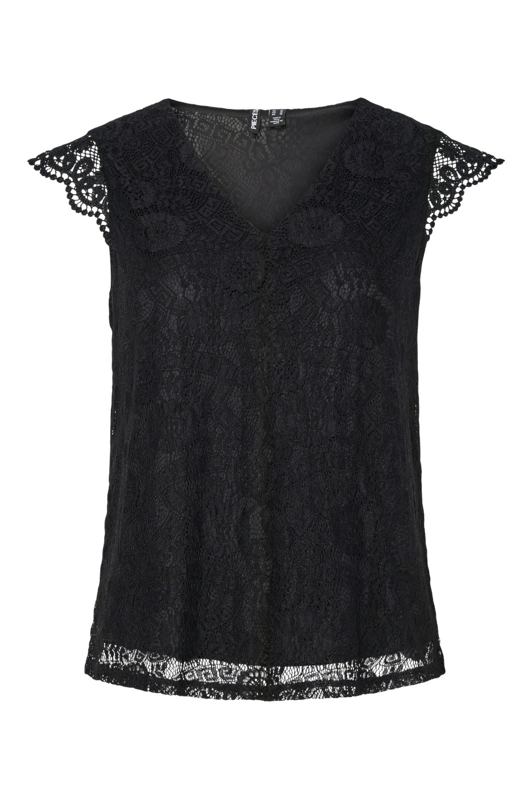 Pieces Pcolline Sl Lace V-Neck Top 17154614 4642033 black