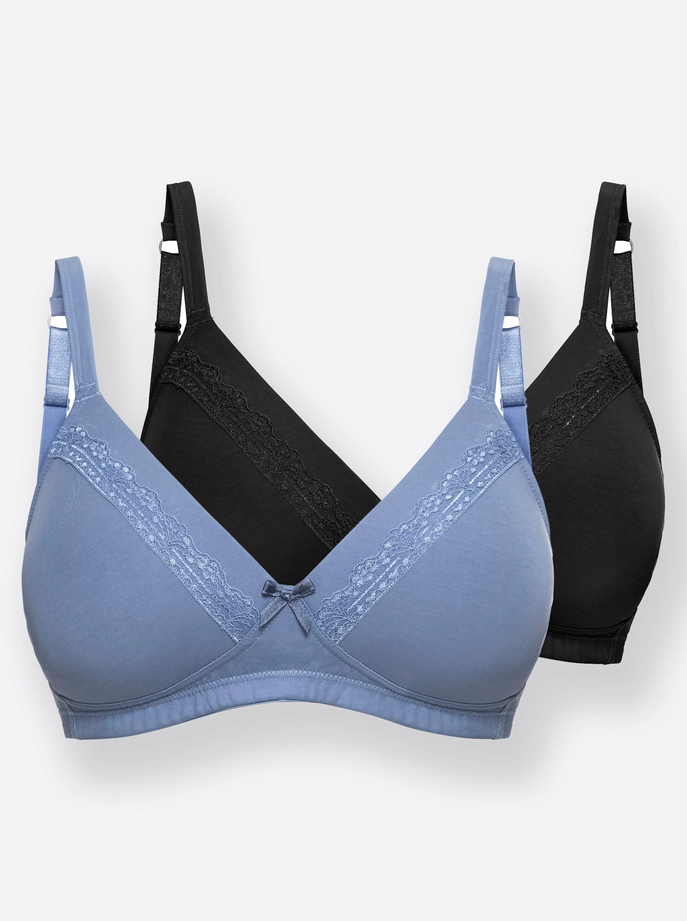 wäschepur Schalen-BH ohne Bügel in schwarz + jeansblau